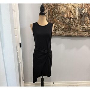 Chelsea28 Dress Womens Small Black Sleeveless Knot Front Asymmetrical Hem Sheath